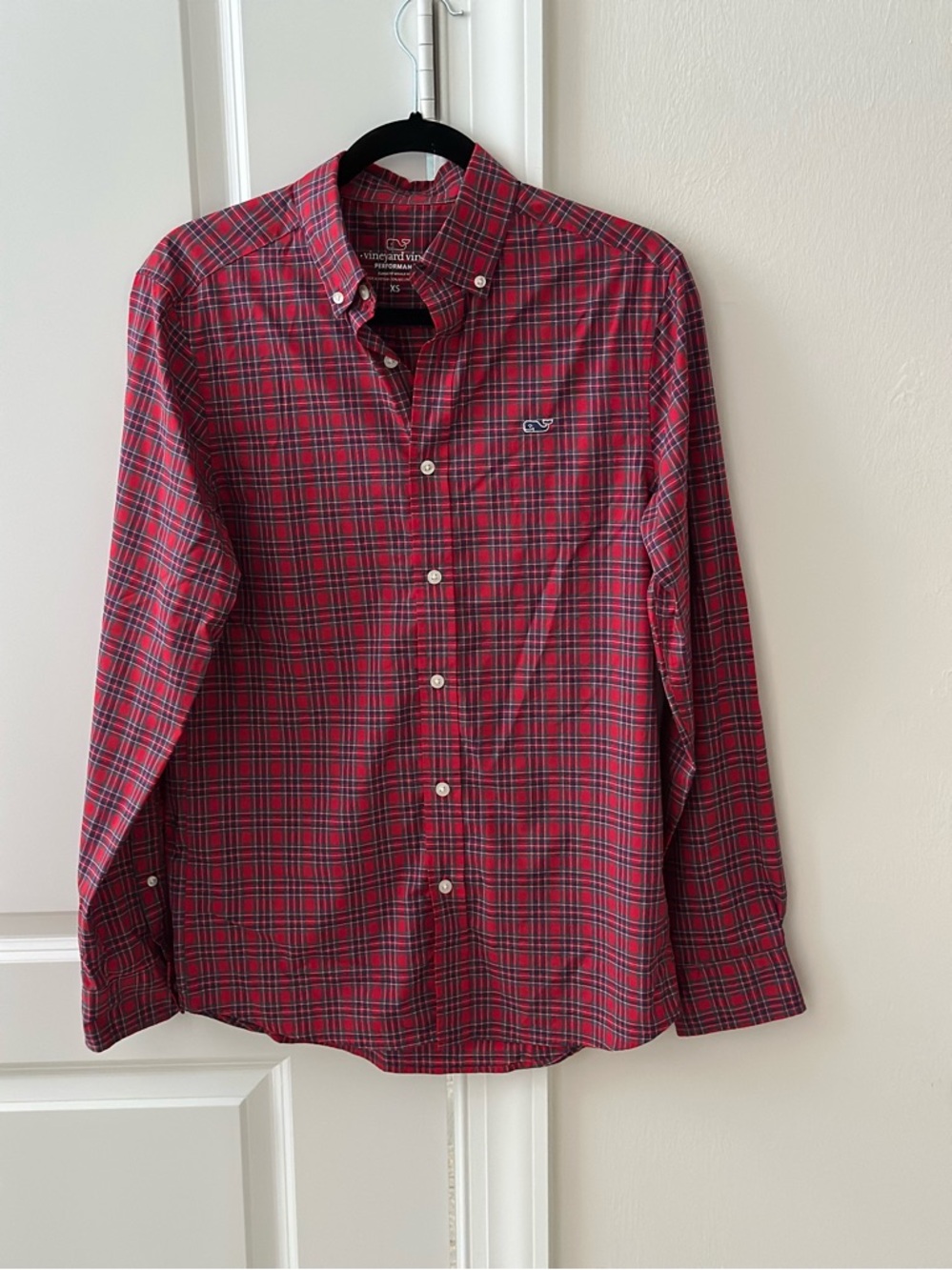 Vineyard Vines Red and Green Plaid Button-Down Shirt